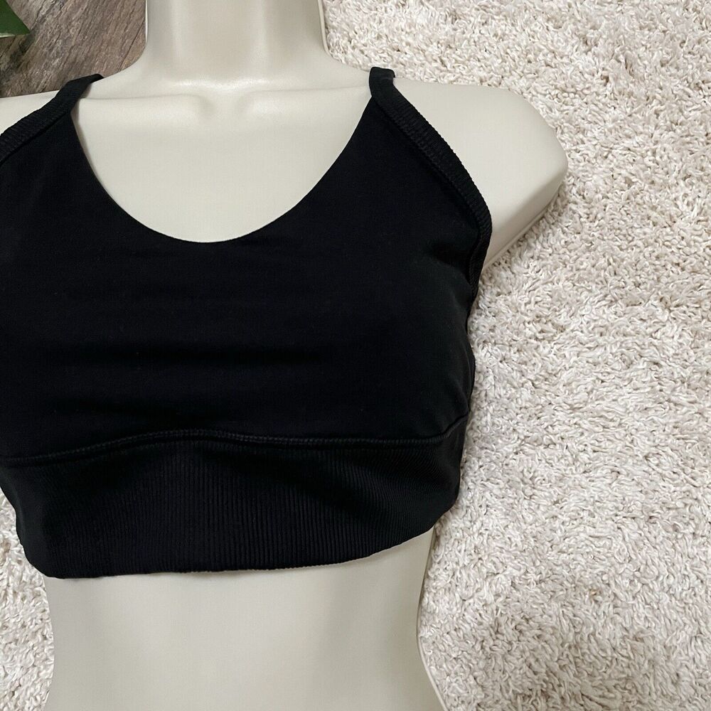 Offline by Aerie Size Large Black Ribbed Trim Racerback The Hugger Sports Bra - Picture 2 of 5
